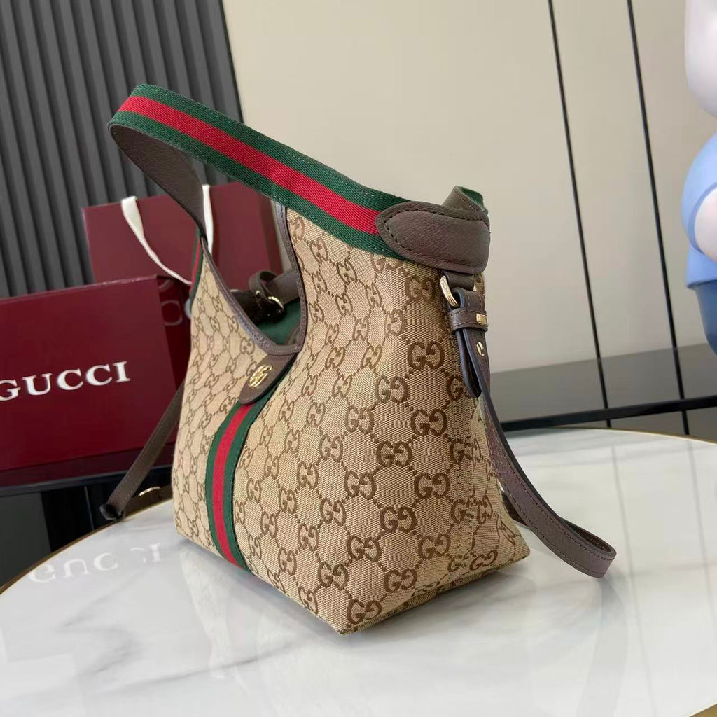 Gucci Brown Linen Double G Tote Bag