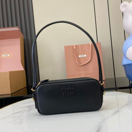 Black Leather Colorblock Vintage-Finish Clutch