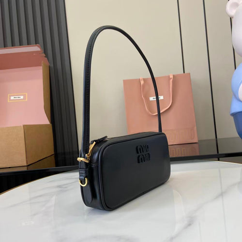 Black Leather Colorblock Vintage-Finish Clutch