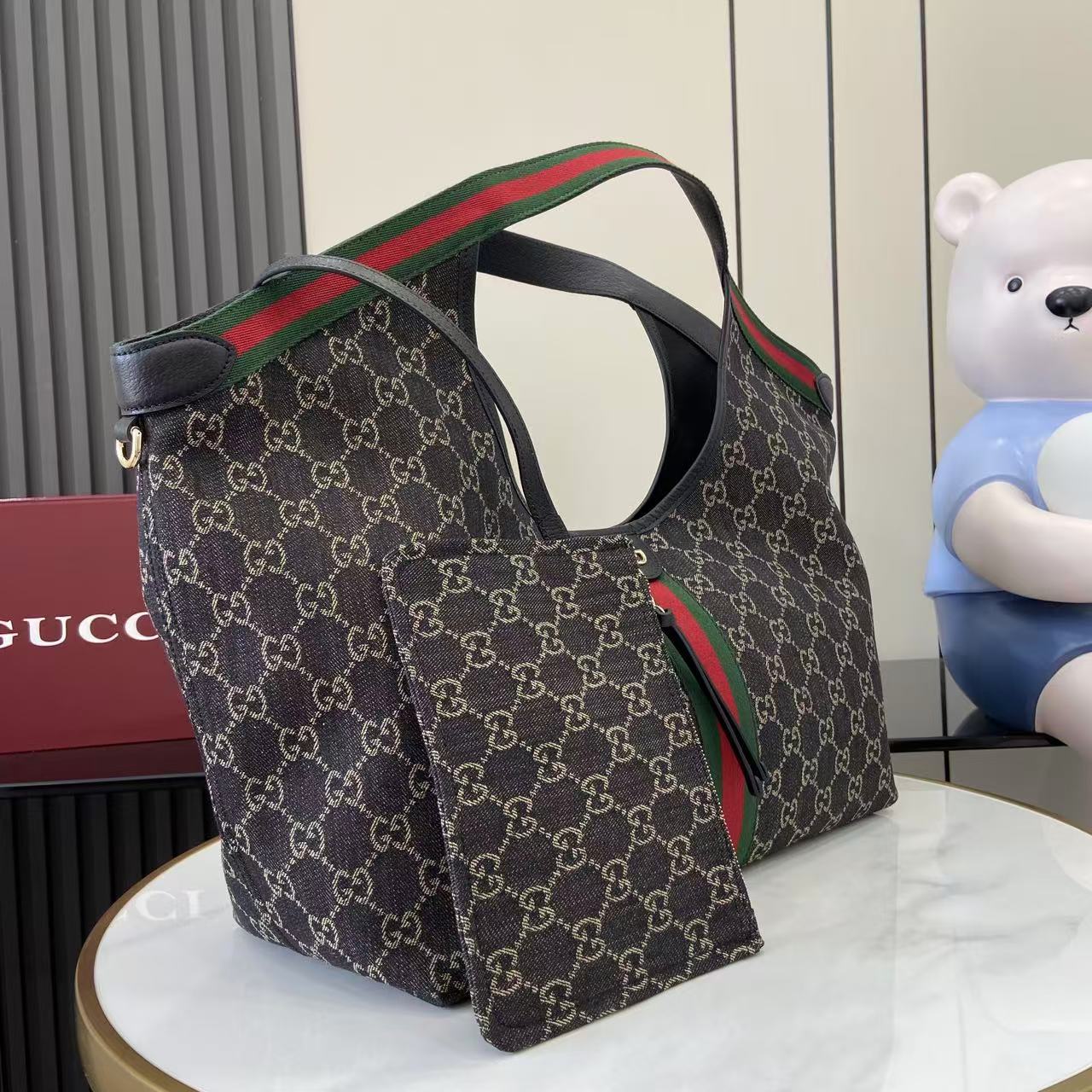 Gucci Black Canvas Double G Clutch