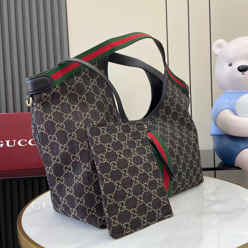 Gucci Black Canvas Double G Clutch