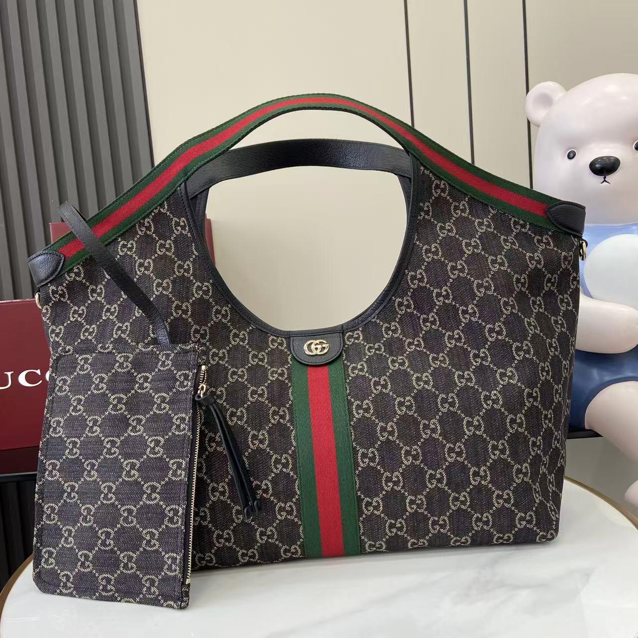 Gucci Black Canvas Double G Clutch