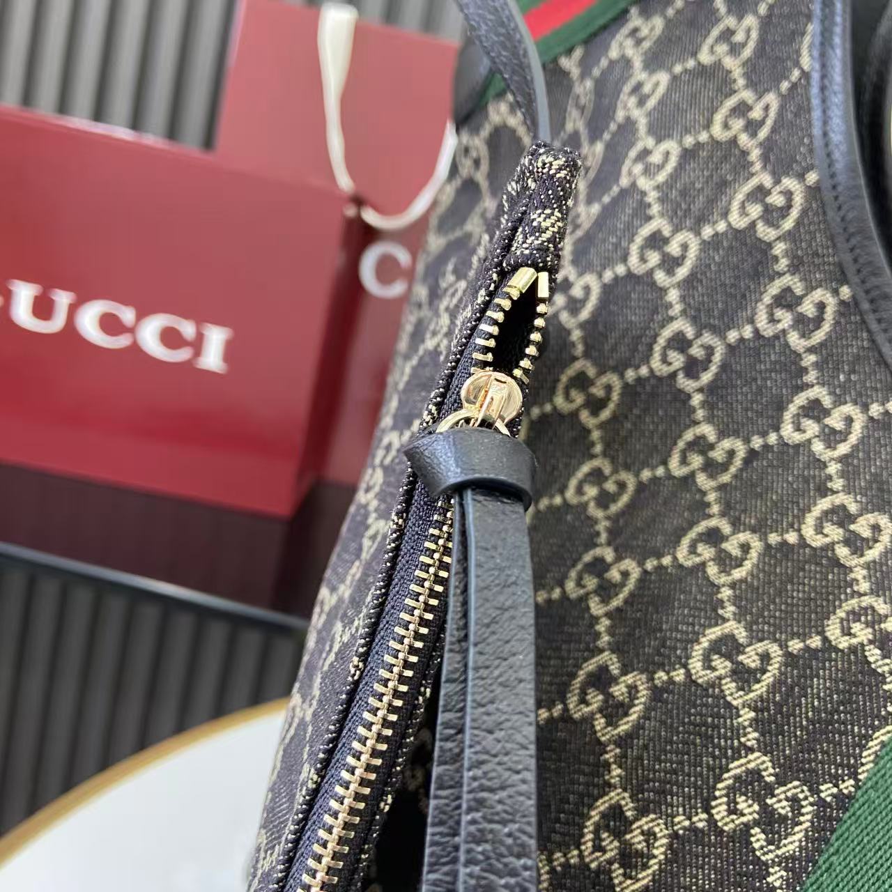 Gucci Black Canvas Double G Clutch