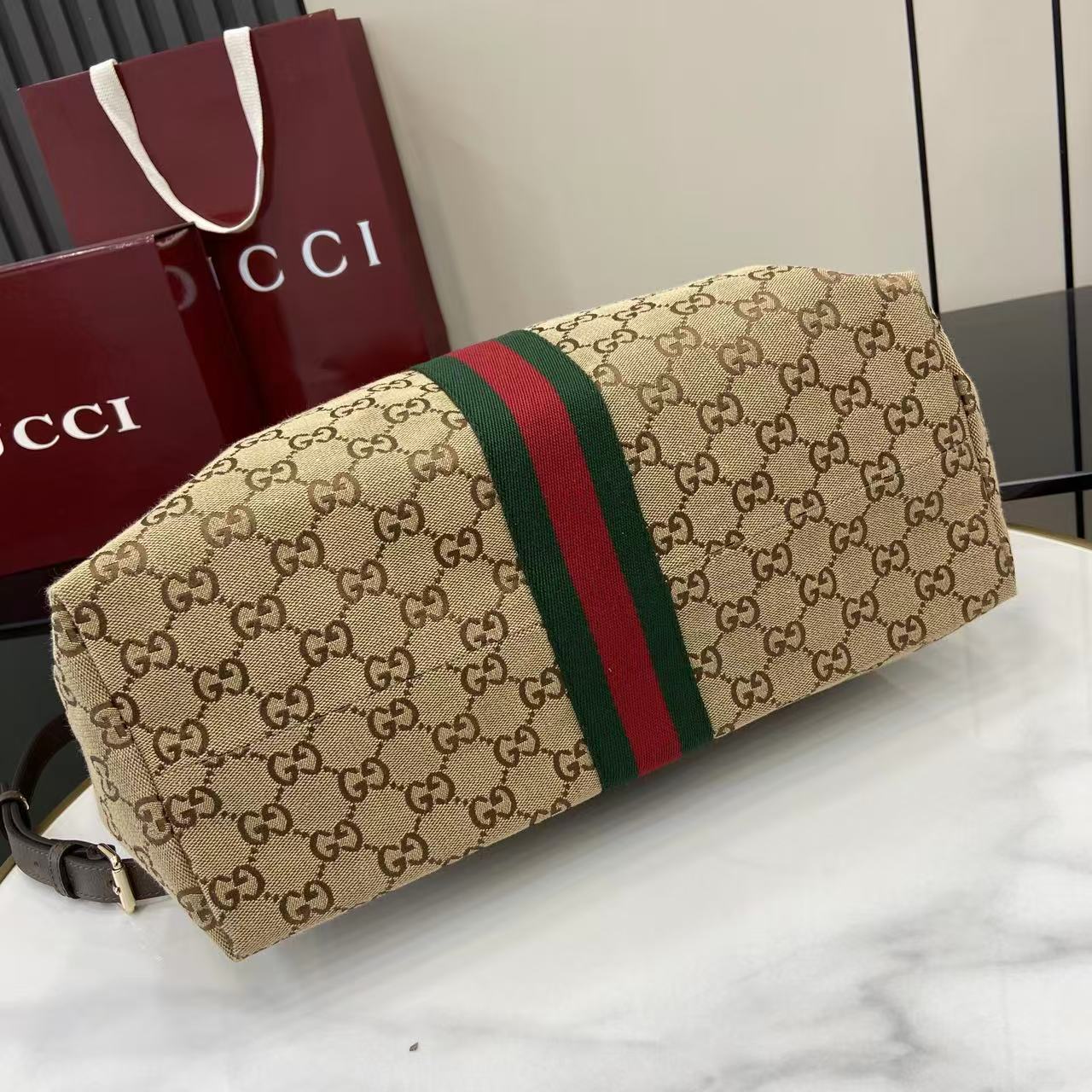 Gucci Black Leather Double G Tote Bag