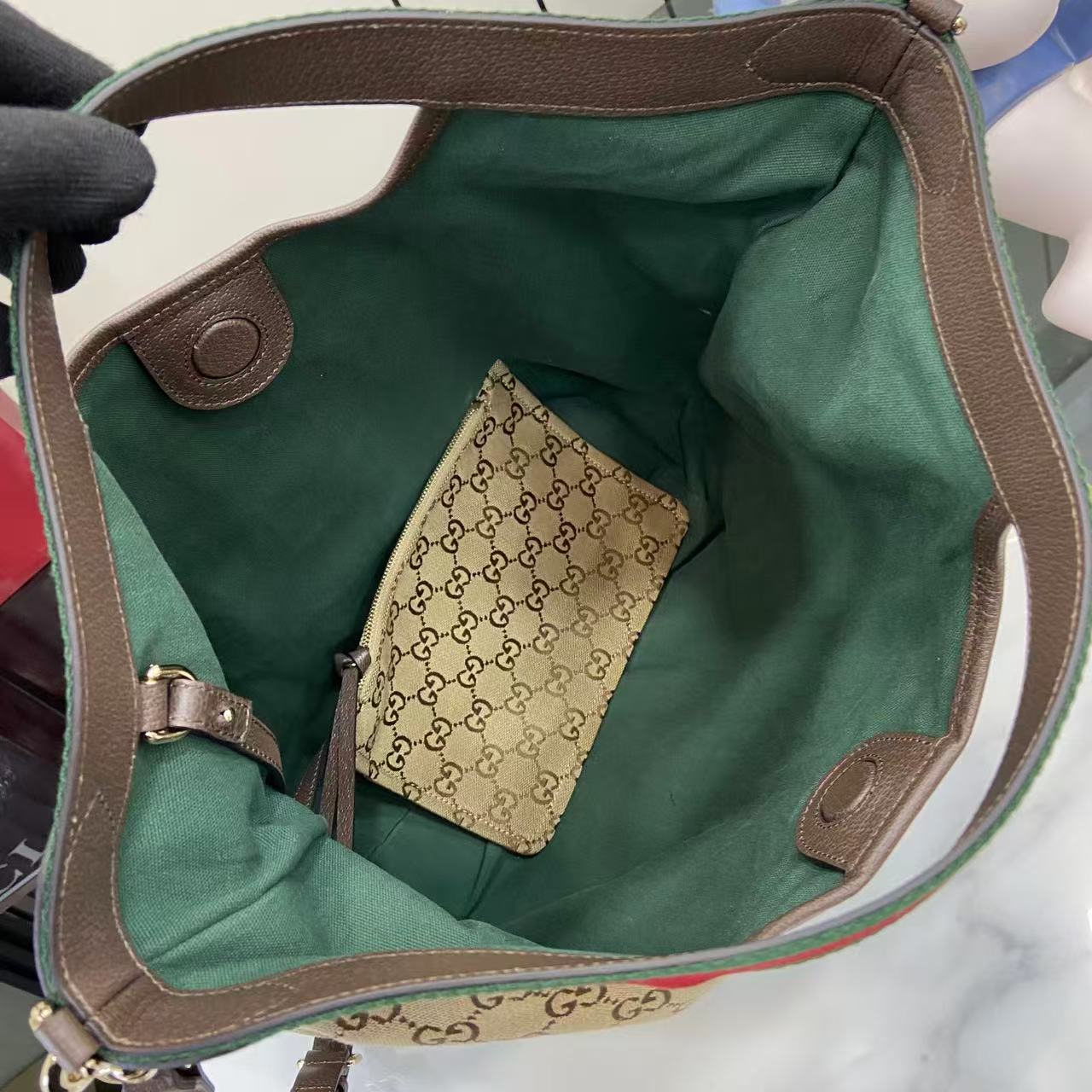 Gucci Black Leather Double G Tote Bag