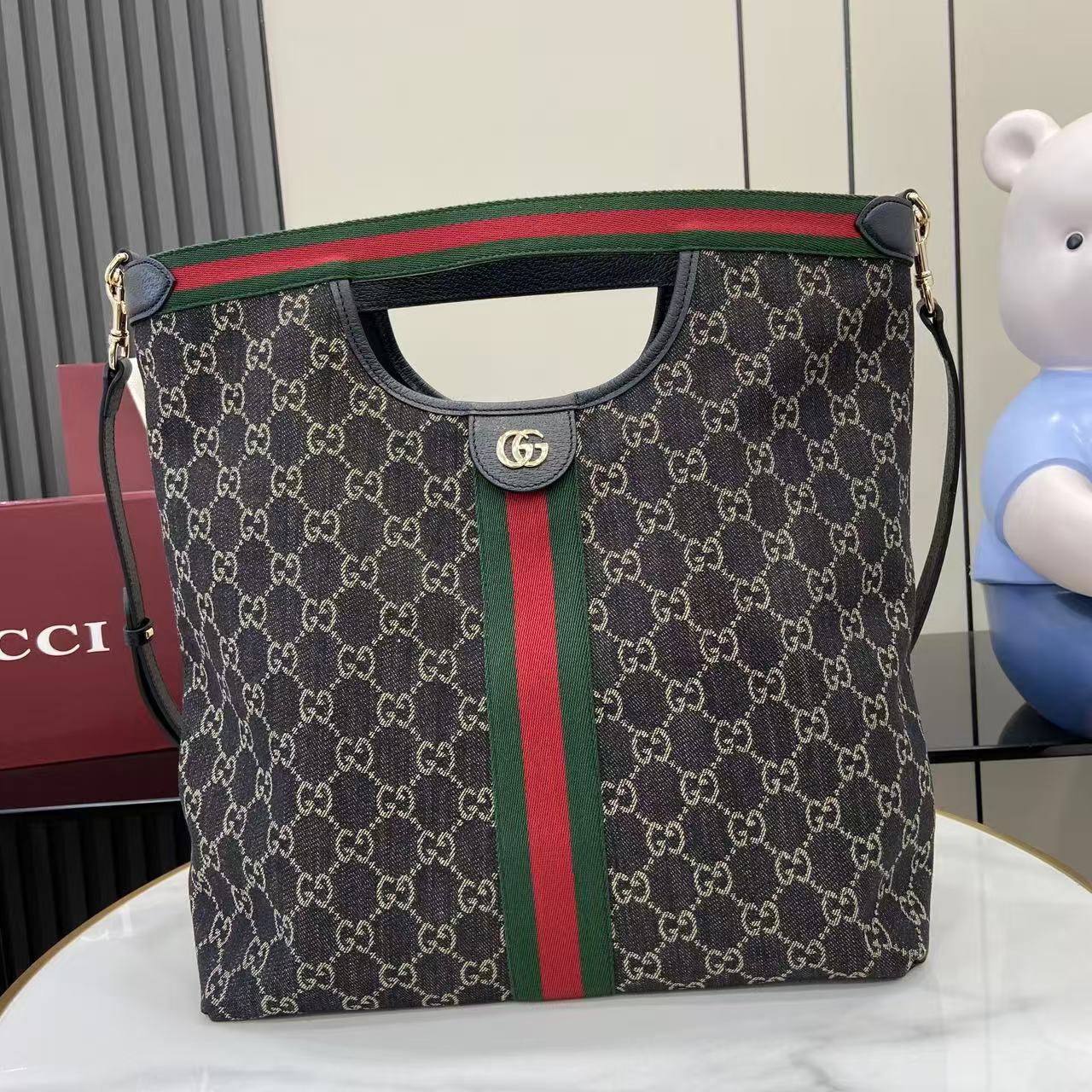 Gucci Black Leather Double G Clutch