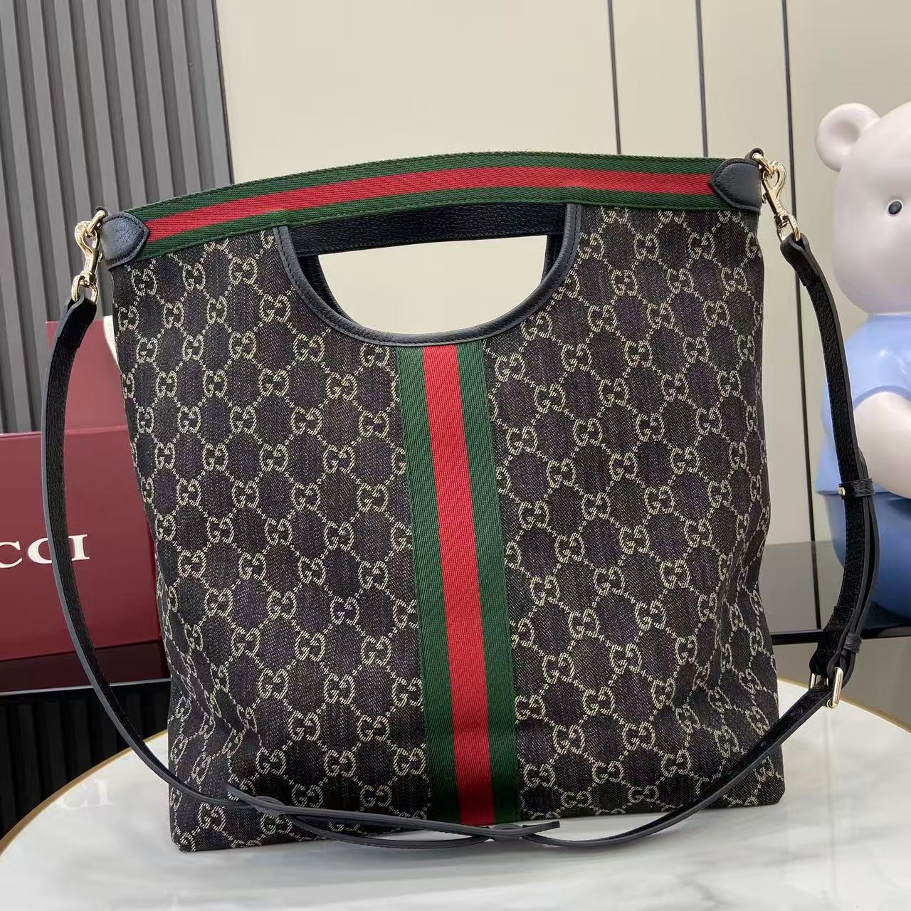 Gucci Black Leather Double G Clutch