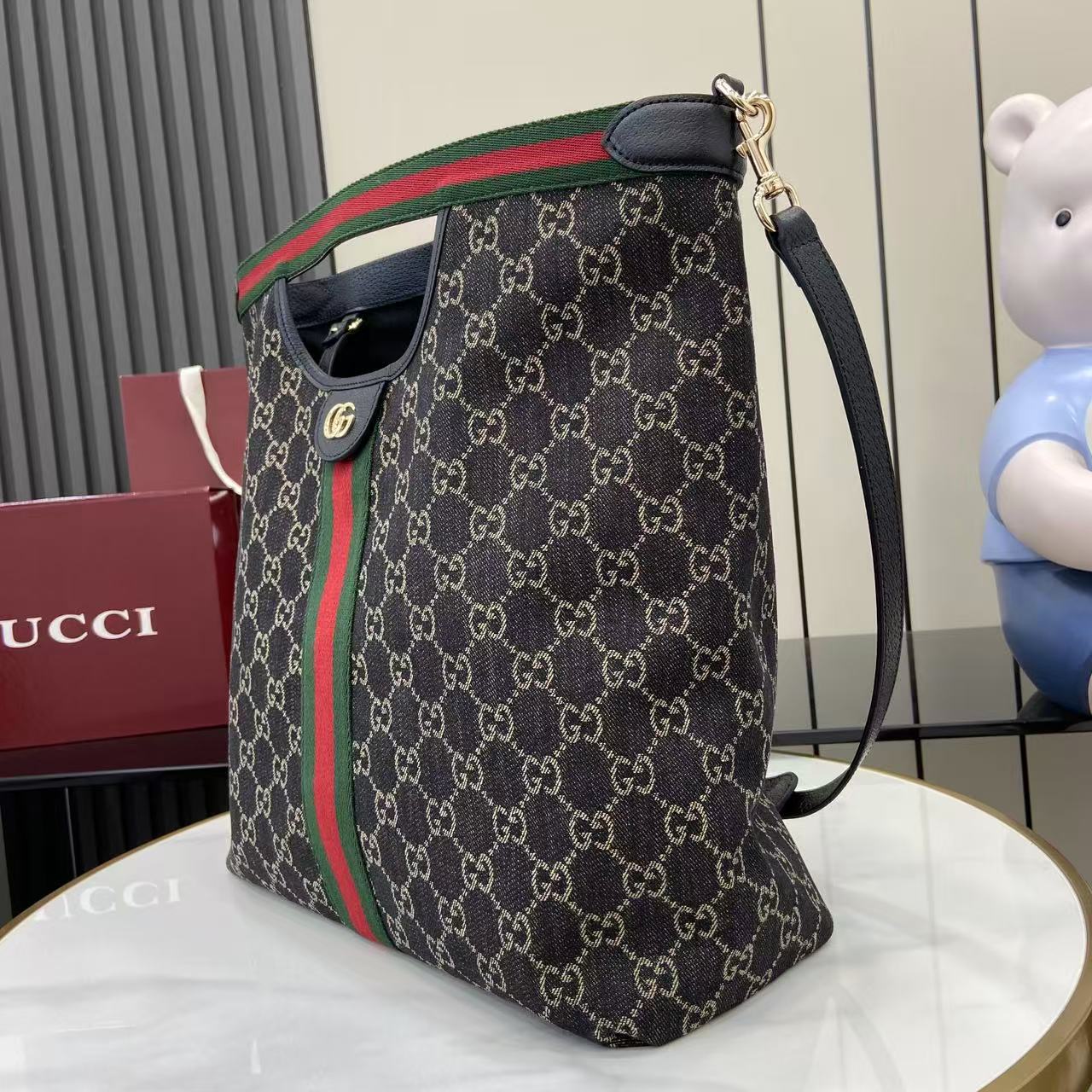 Gucci Black Leather Double G Clutch