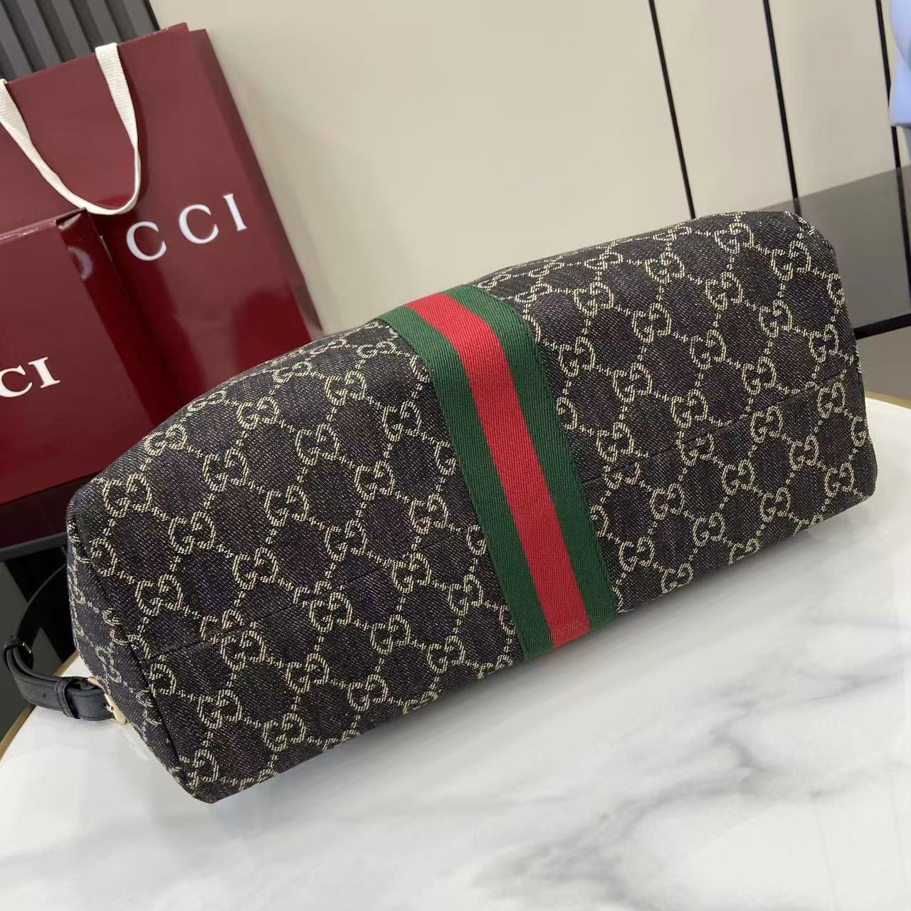 Gucci Black Leather Double G Clutch