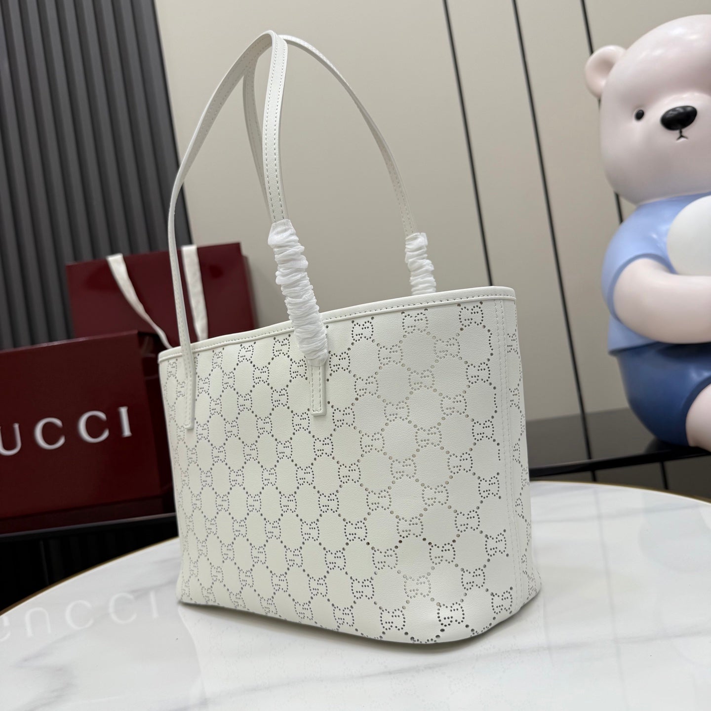 Gucci GG Marmont White Leather Tote Bag