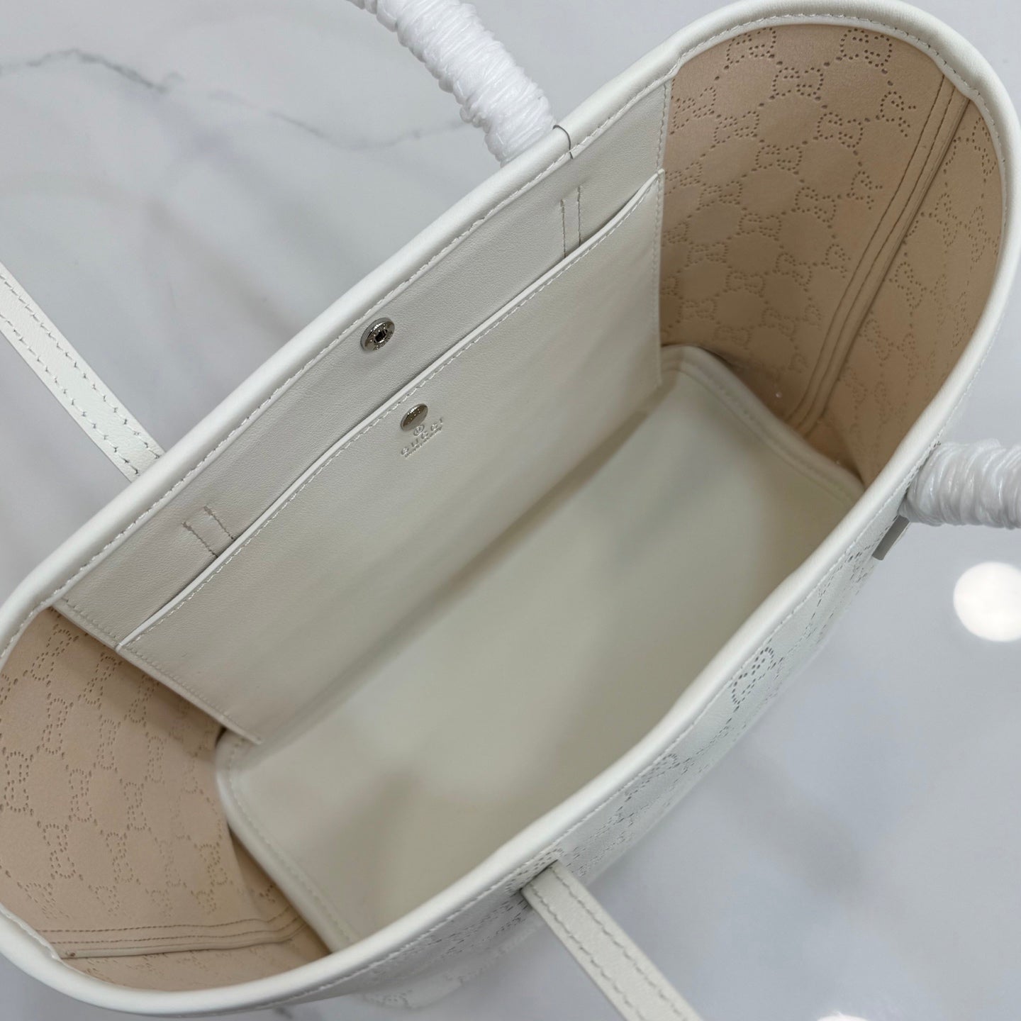 Gucci GG Marmont White Leather Tote Bag