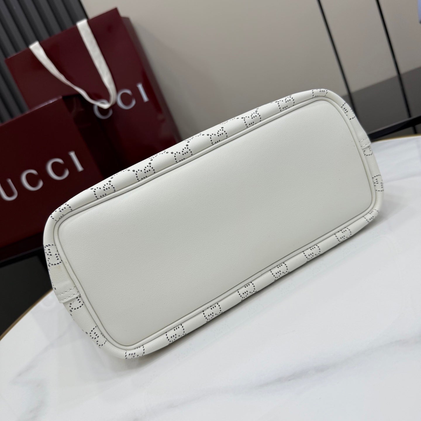 Gucci GG Marmont White Leather Tote Bag
