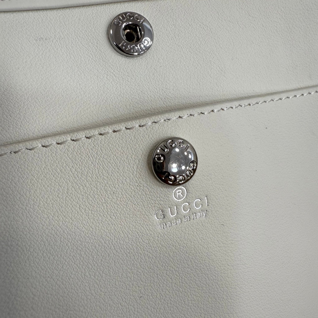 Gucci White Leather Openwork Tote Bag