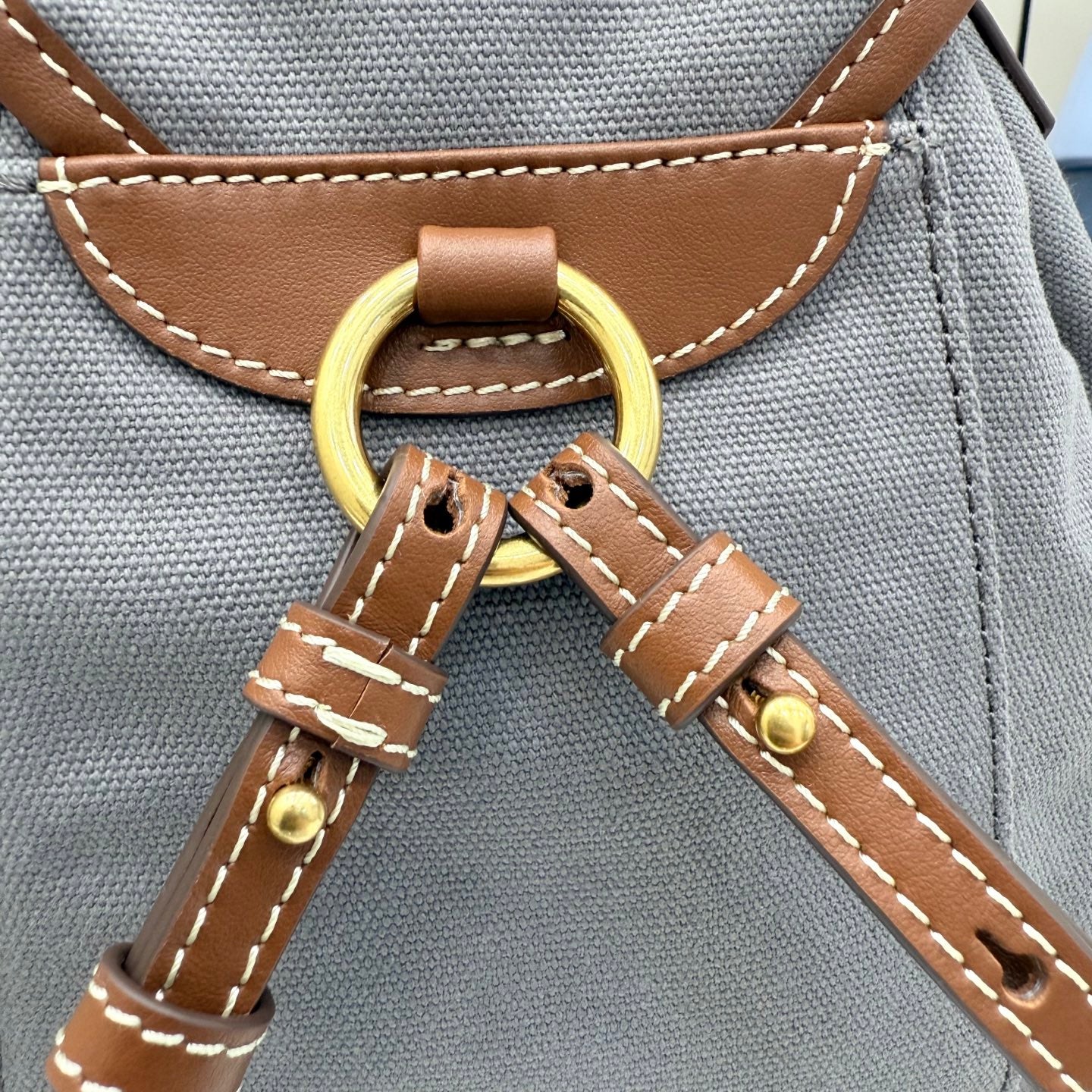 Brown Linen Backpack