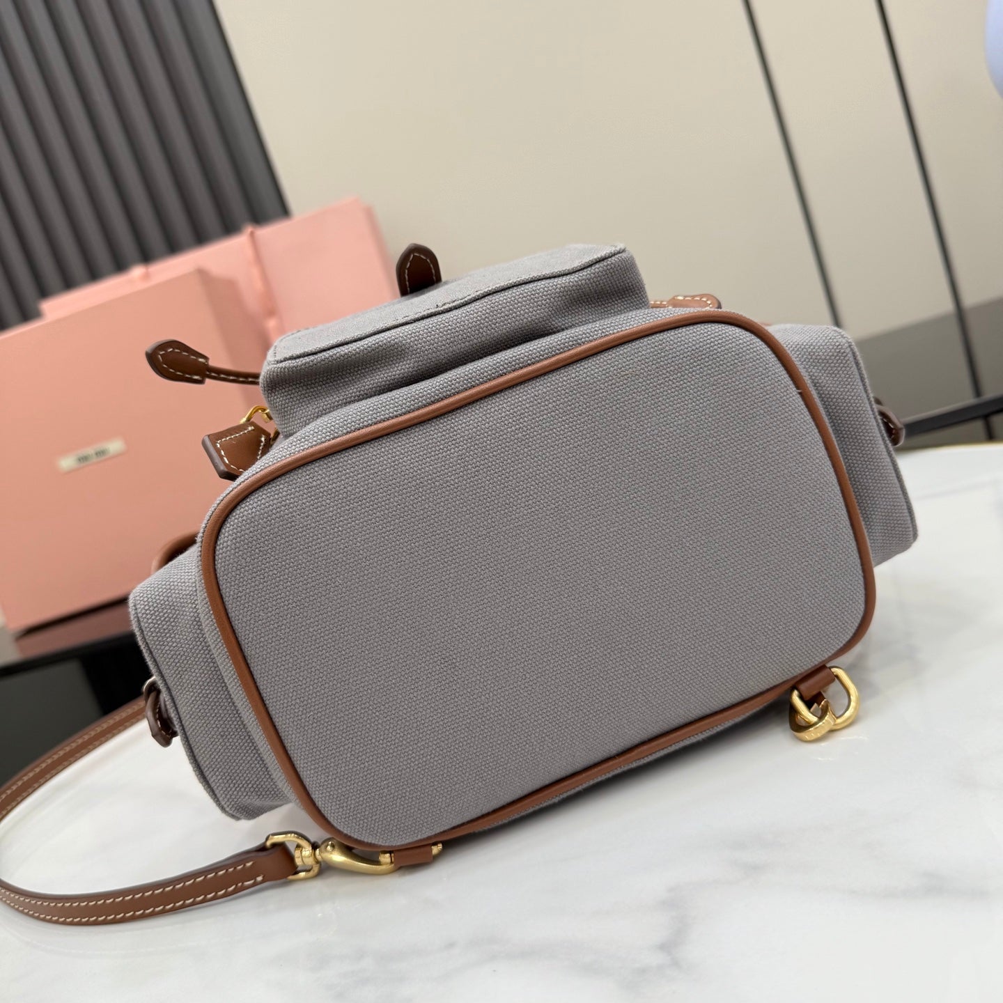 Brown Linen Backpack