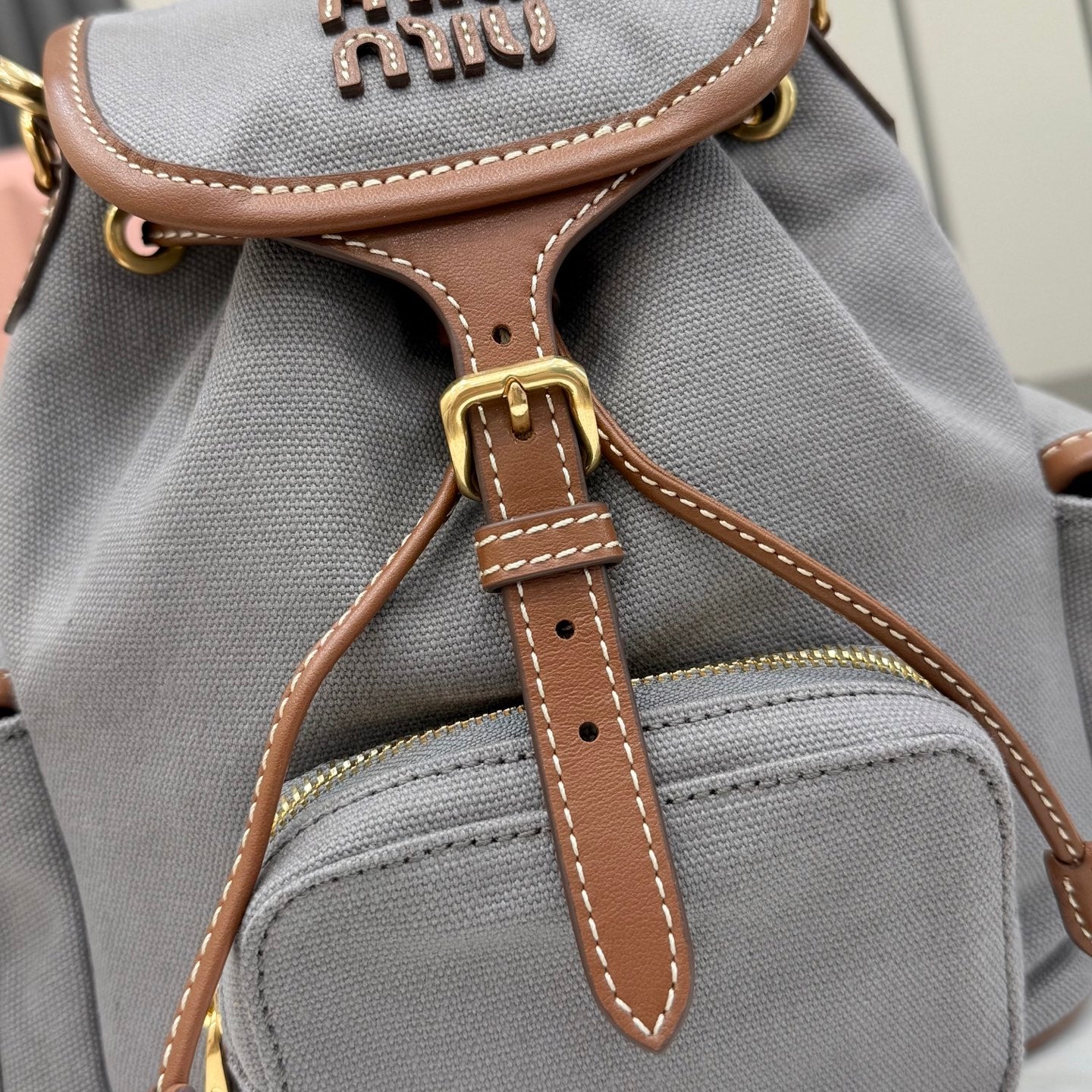 Brown Linen Backpack