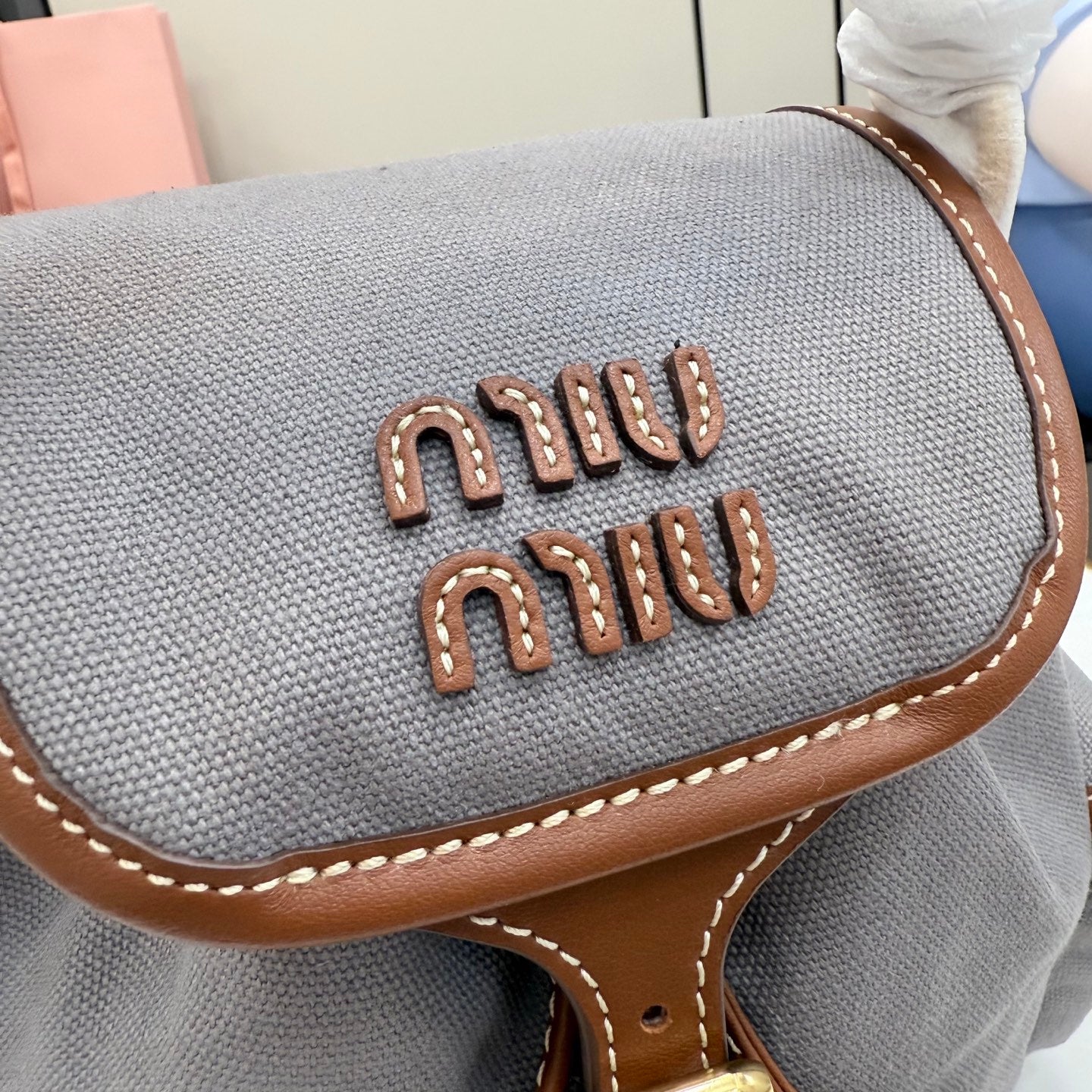Brown Linen Backpack