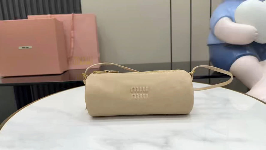 Miu Miu Brown Lambskin Leather Vintage-Finish Handbag