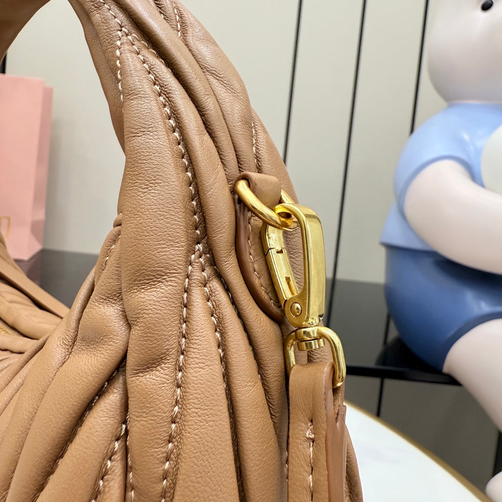 Miu Miu Brown Lambskin Leather Vintage-Finish Handbag