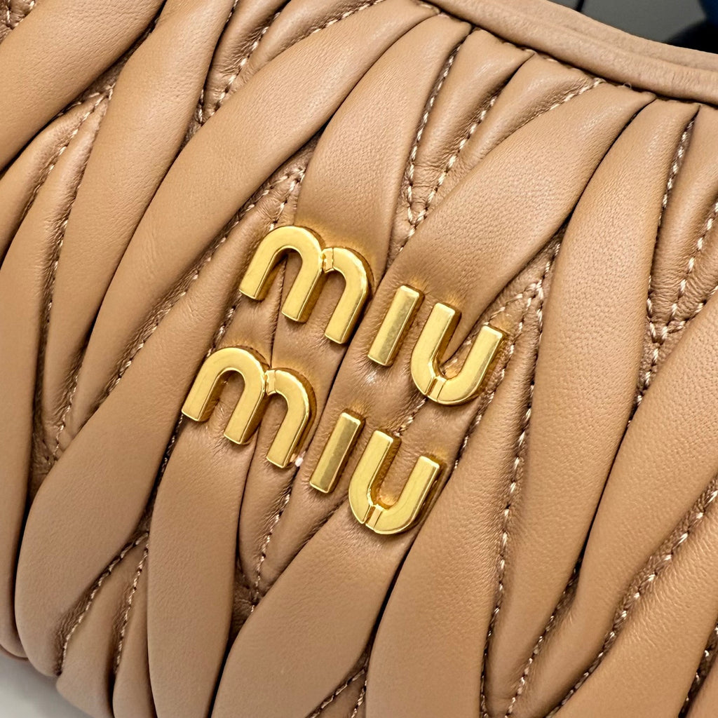 Miu Miu Brown Lambskin Leather Vintage-Finish Handbag
