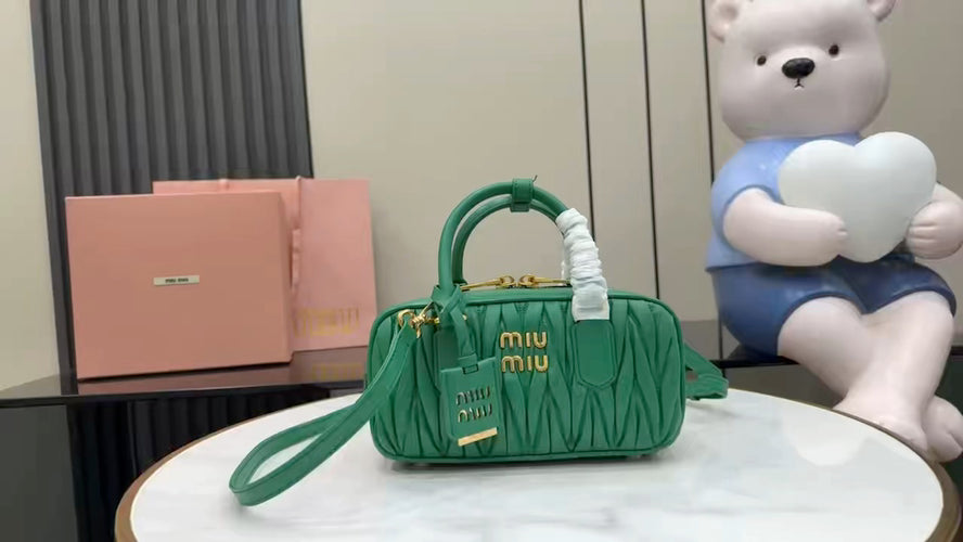 Lambskin Leather Letter-Motif Crossbody Bag