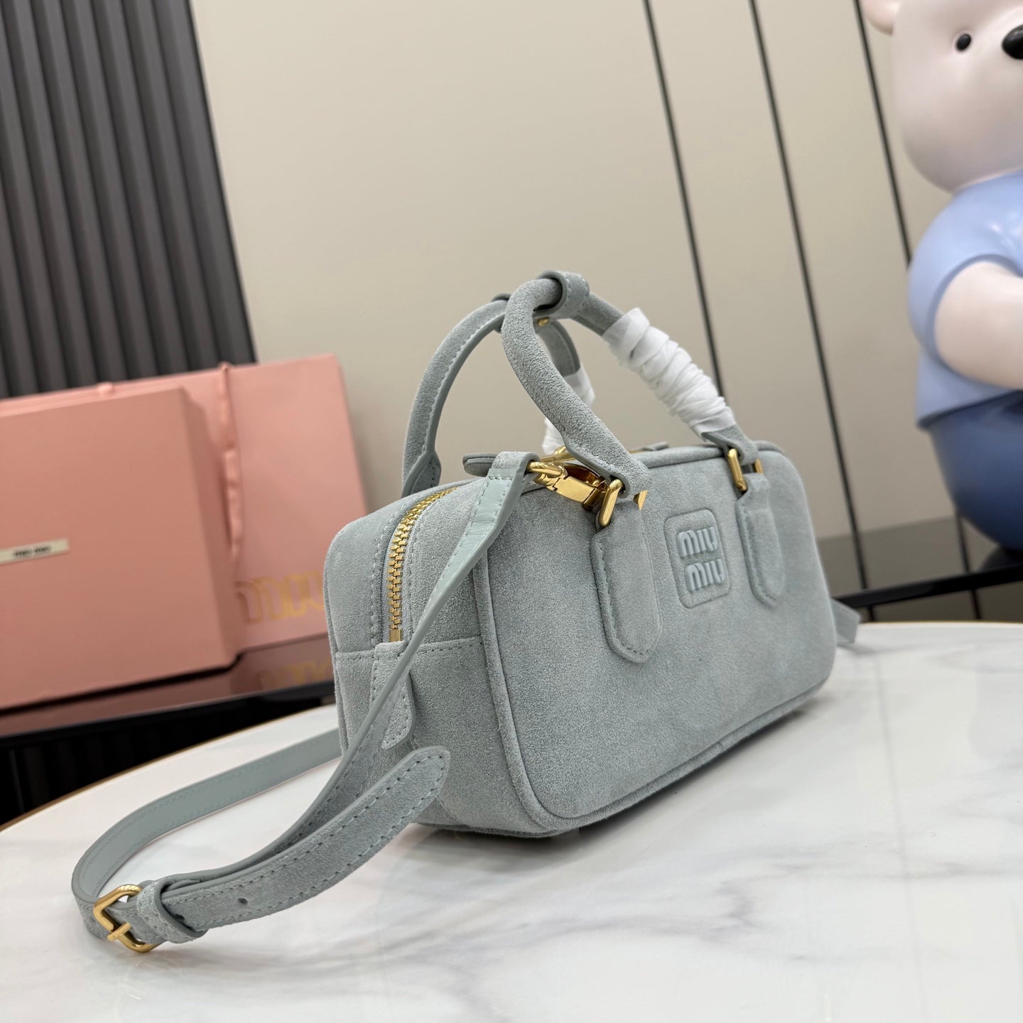 Lambskin Leather Letter-Motif Crossbody Bag