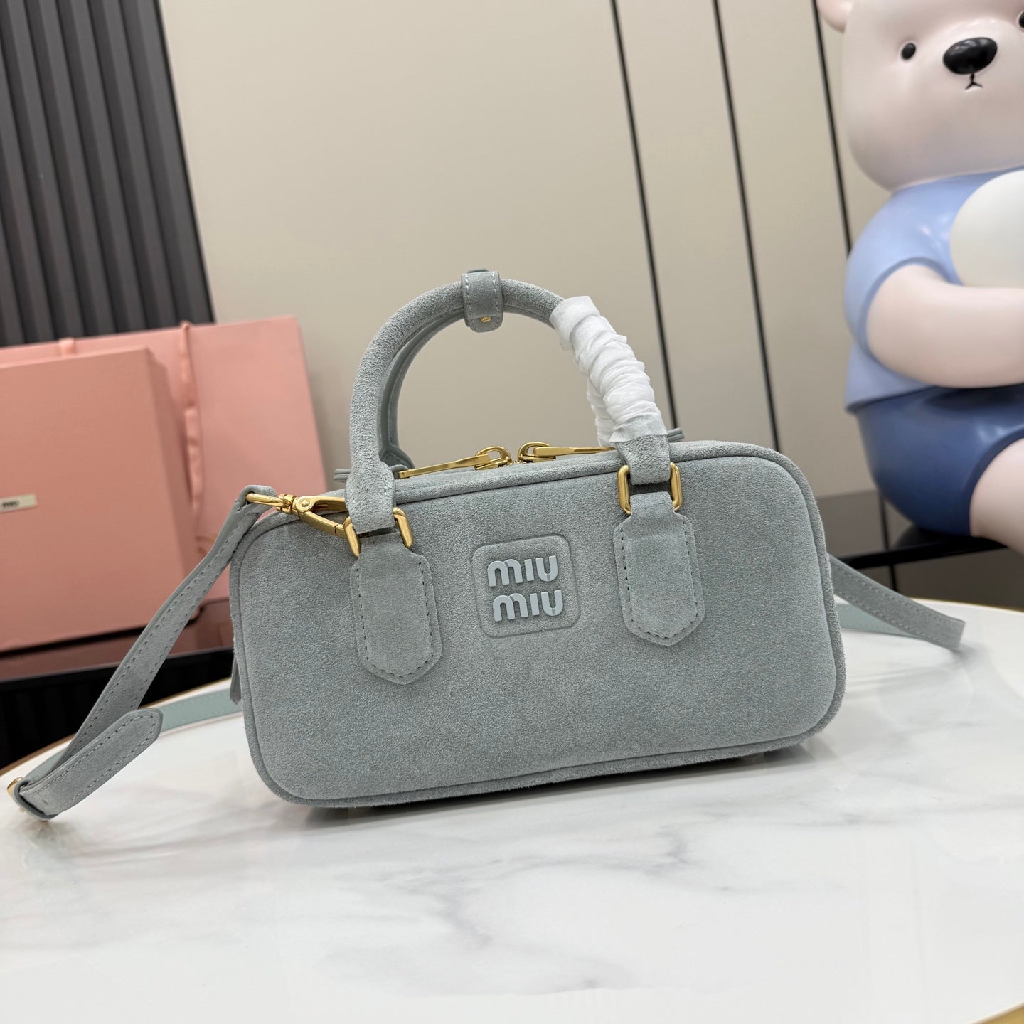Lambskin Leather Letter-Motif Crossbody Bag