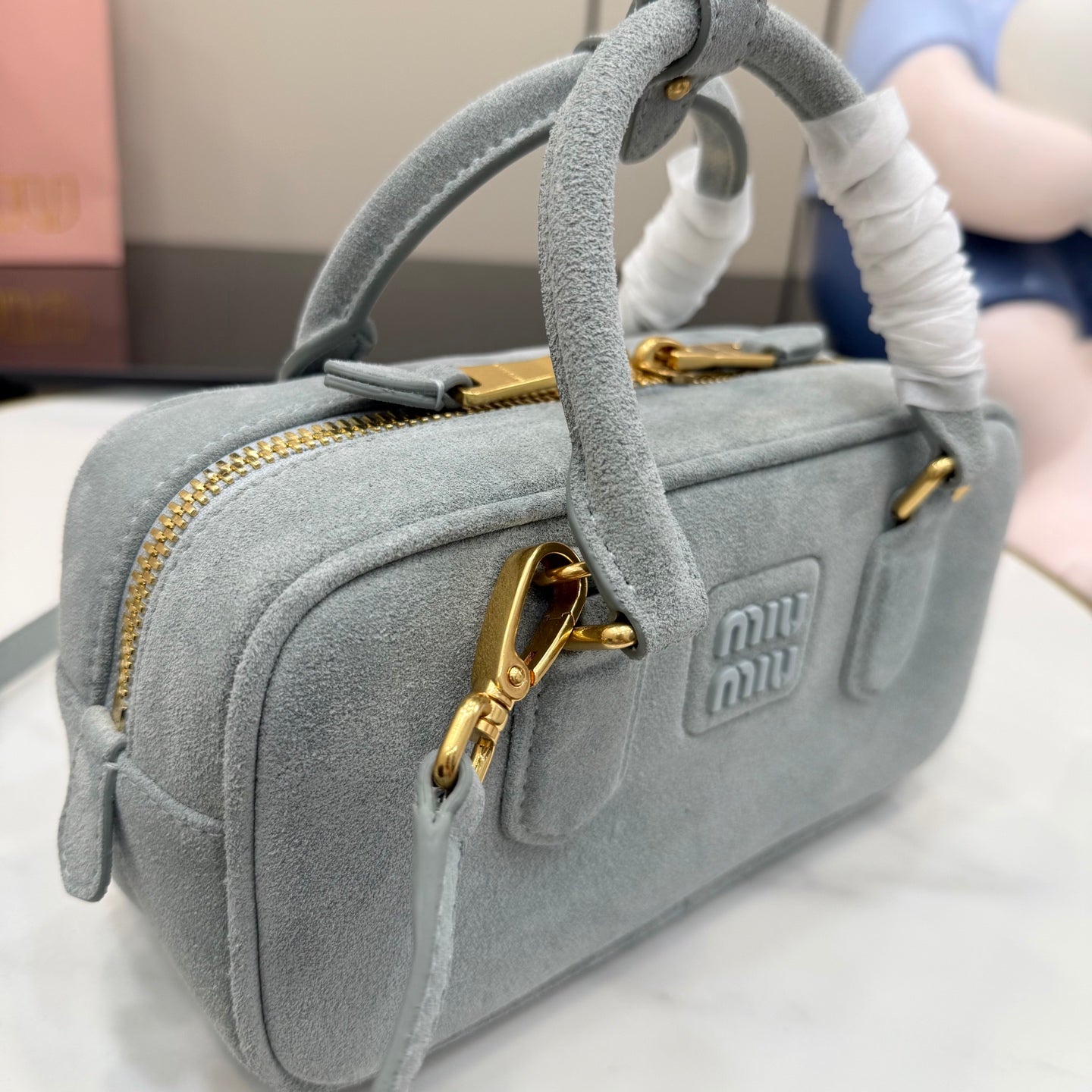 Lambskin Leather Letter-Motif Crossbody Bag