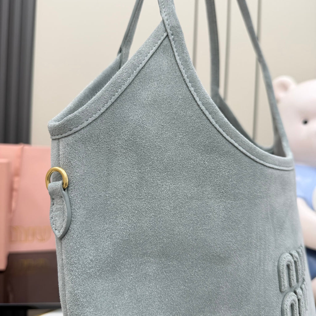 Gray Leather Tote Bag