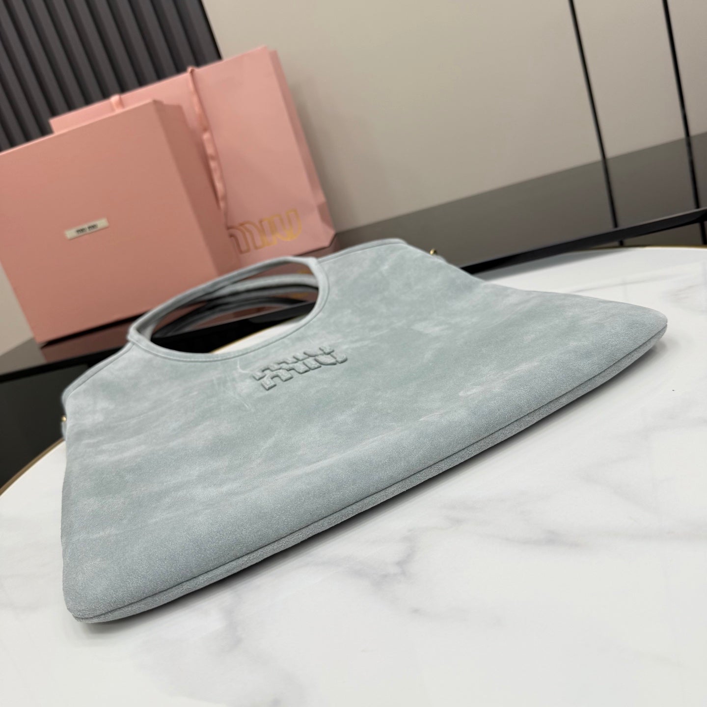 Gray Leather Tote Bag