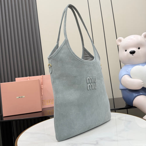 Gray Leather Tote Bag