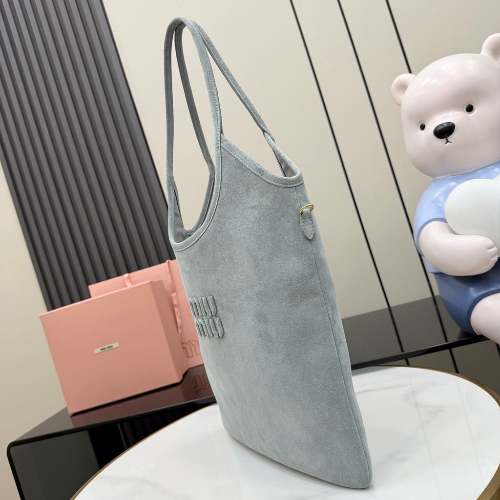 Gray Leather Tote Bag