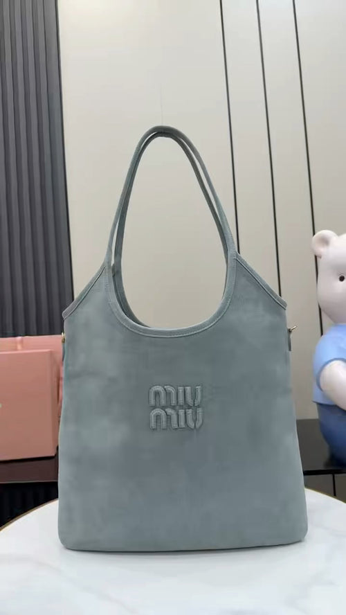 Gray Leather Tote Bag