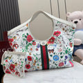 Gucci White Leather Double G Printed Tote Bag
