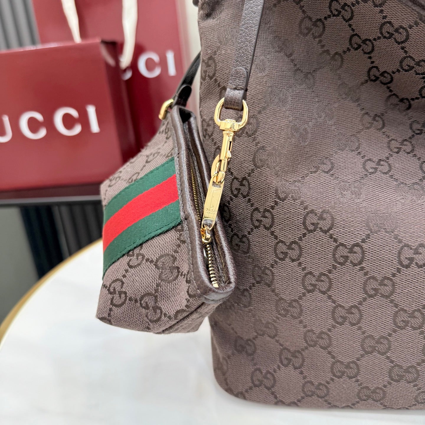 Gucci Brown Leather Shoulder Bag