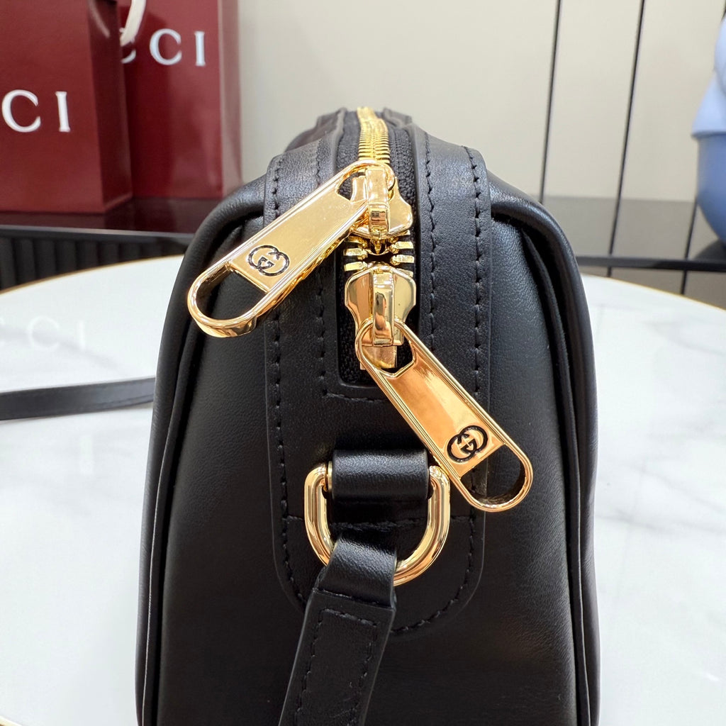 Gucci Black Leather Horsebit Quilted Crossbody Bag