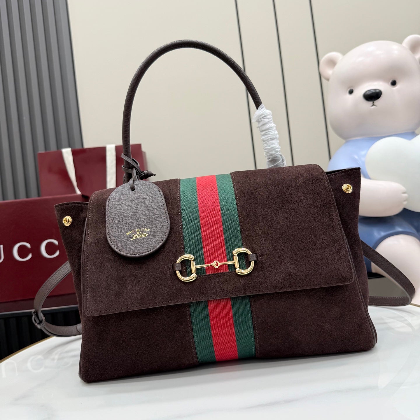 Gucci White Leather Horsebit Printed Quilted Tote Bag