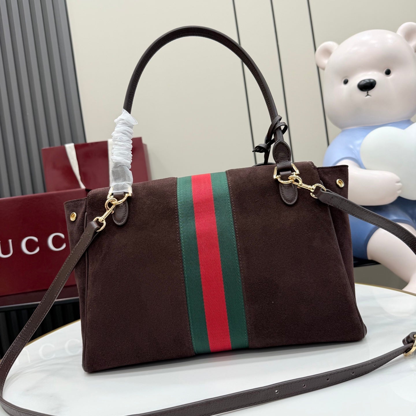 Gucci White Leather Horsebit Printed Quilted Tote Bag