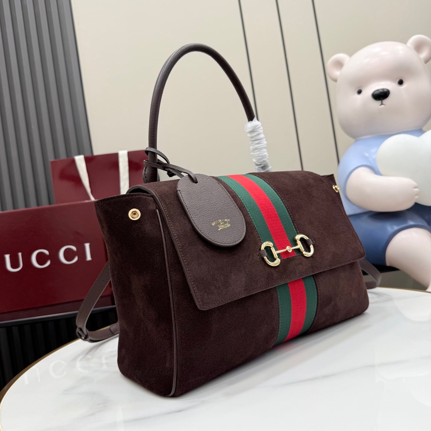 Gucci White Leather Horsebit Printed Quilted Tote Bag