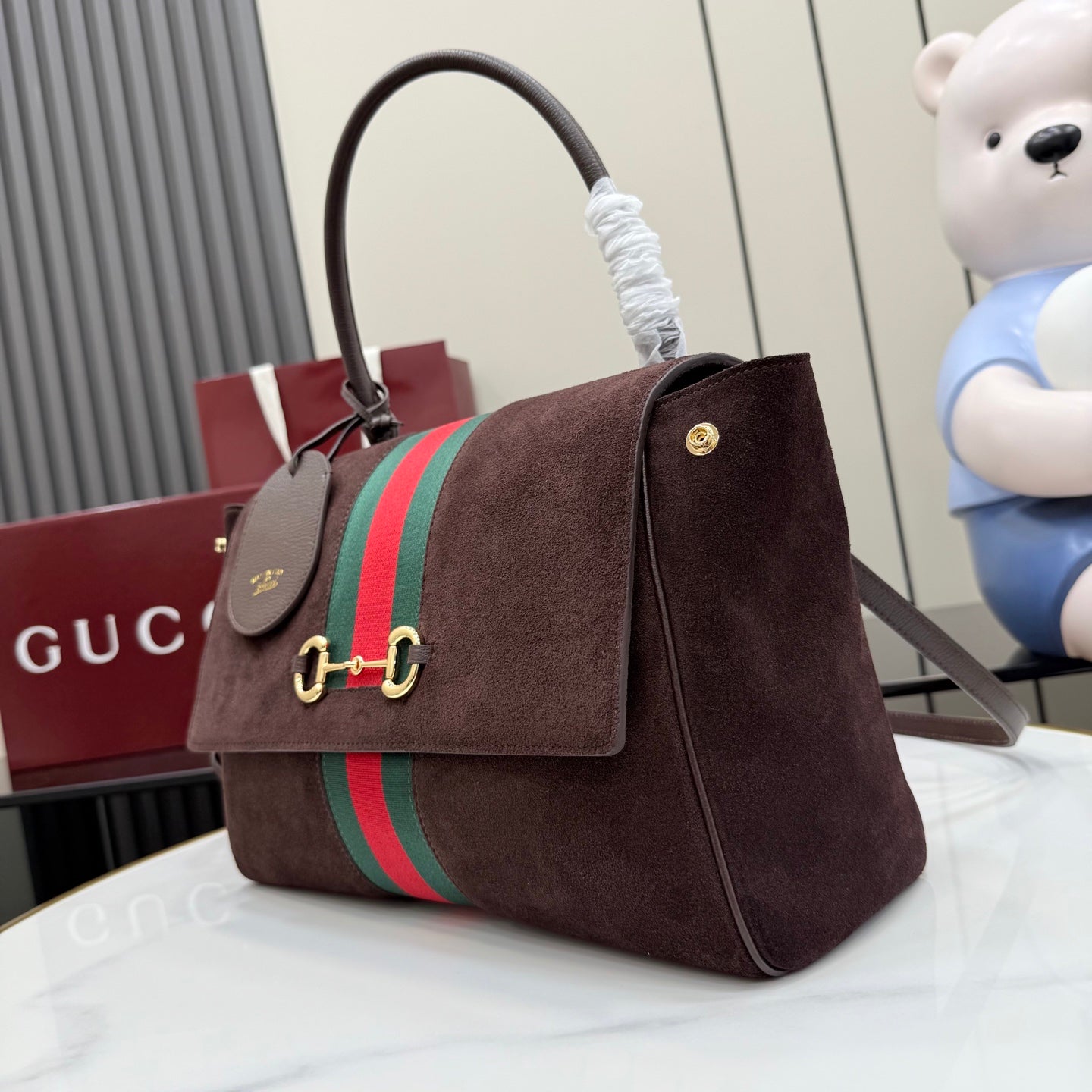 Gucci White Leather Horsebit Printed Quilted Tote Bag