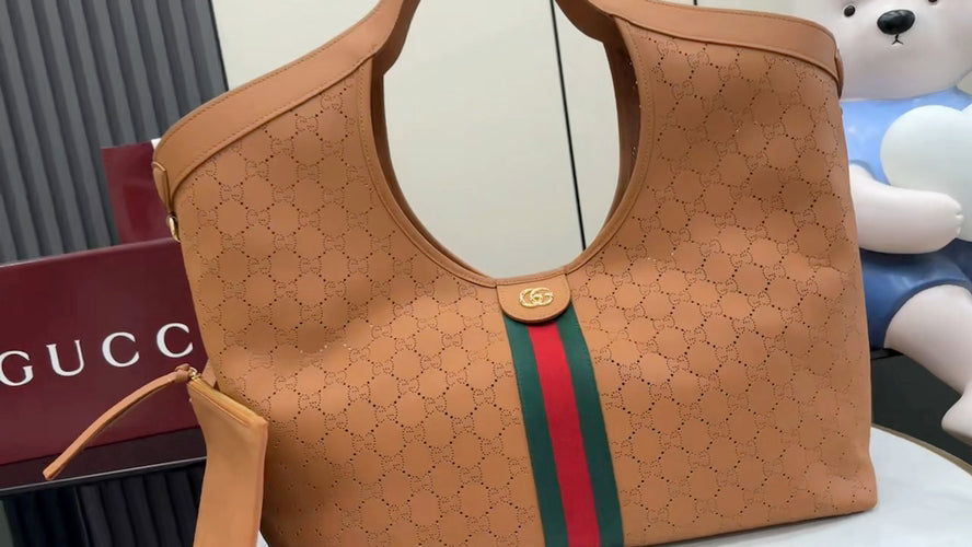 Gucci Jackie 1961 Black Leather Lock-Detail Lock Tote Bag