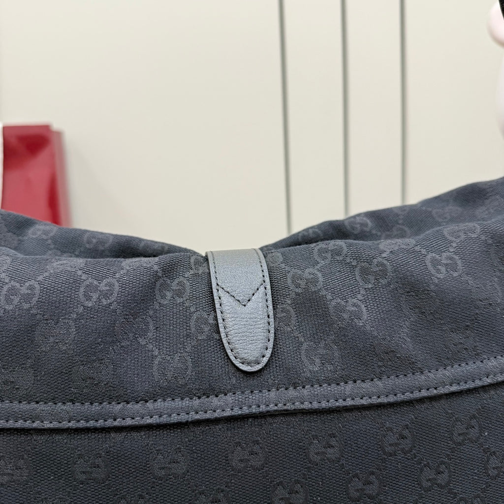 Gucci Jackie 1961 Black Leather Lock-Detail Lock Tote Bag