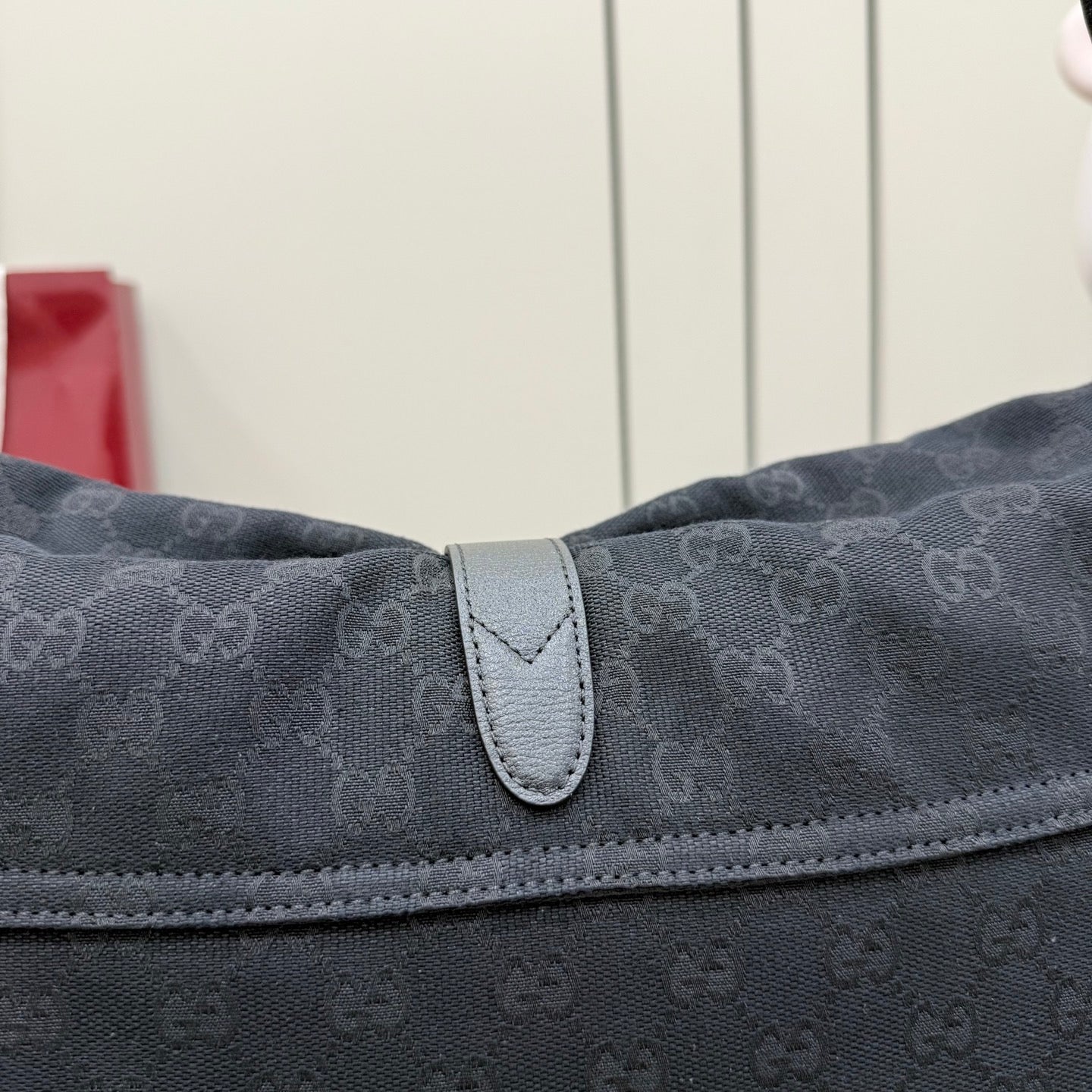 Gucci Jackie 1961 Black Leather Lock-Detail Lock Tote Bag