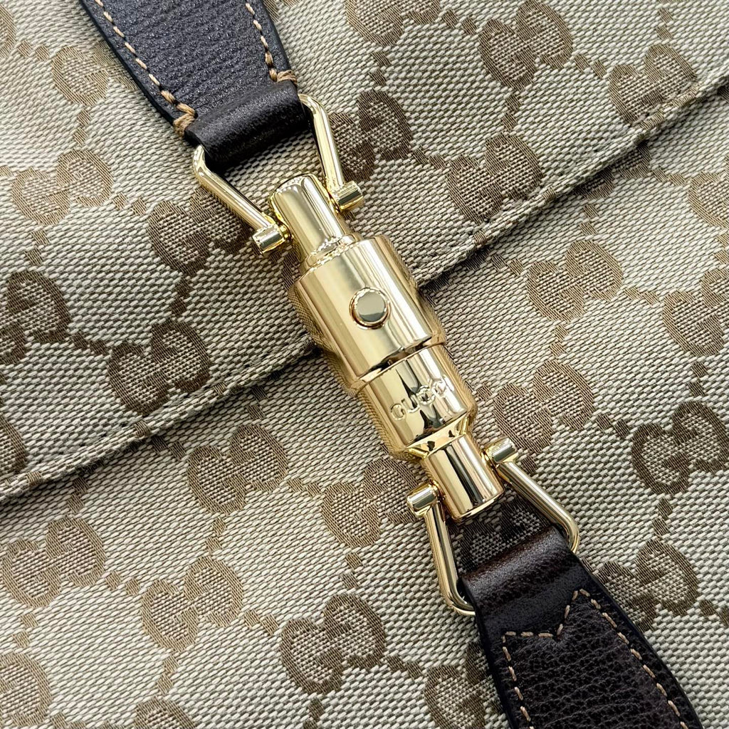Gucci Jackie 1961 Brown Leather Lock-Detail Lock Bag