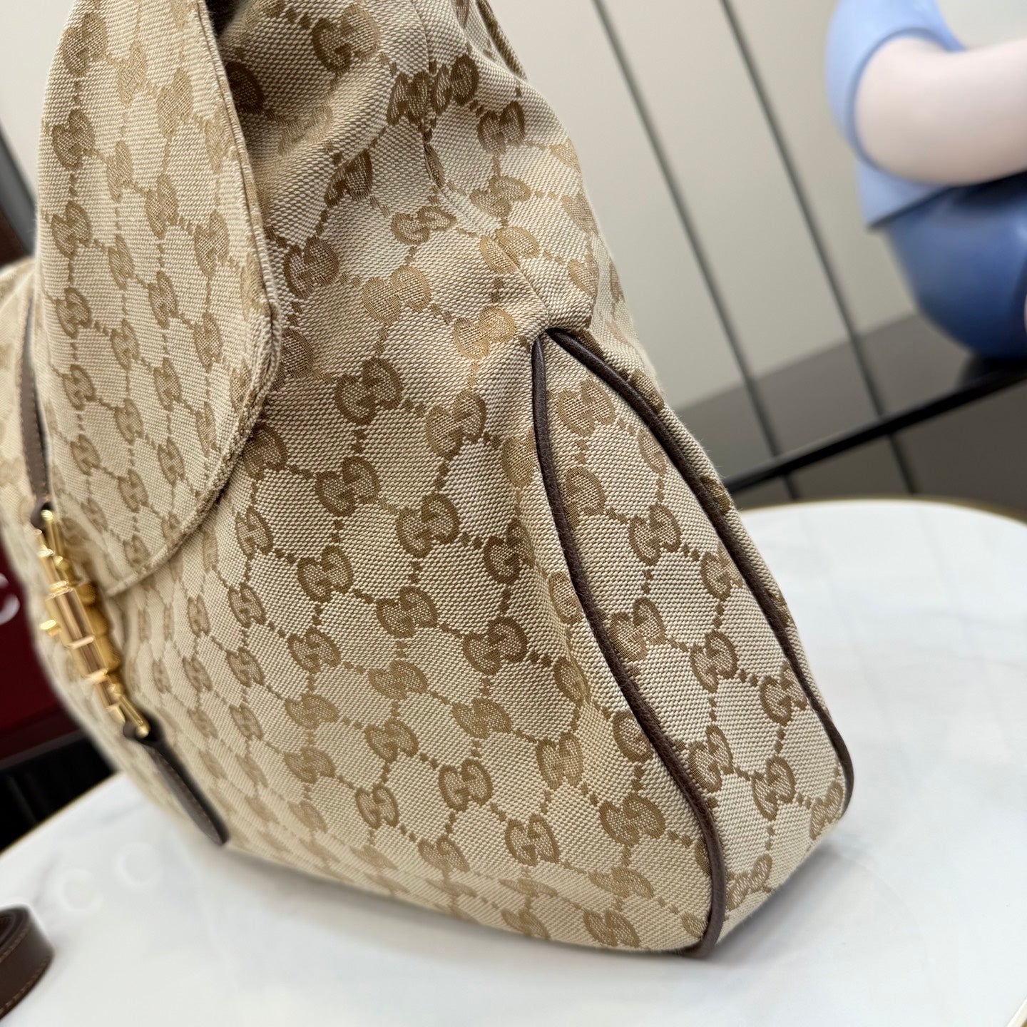 Gucci Jackie 1961 Brown Leather Lock-Detail Lock Bag