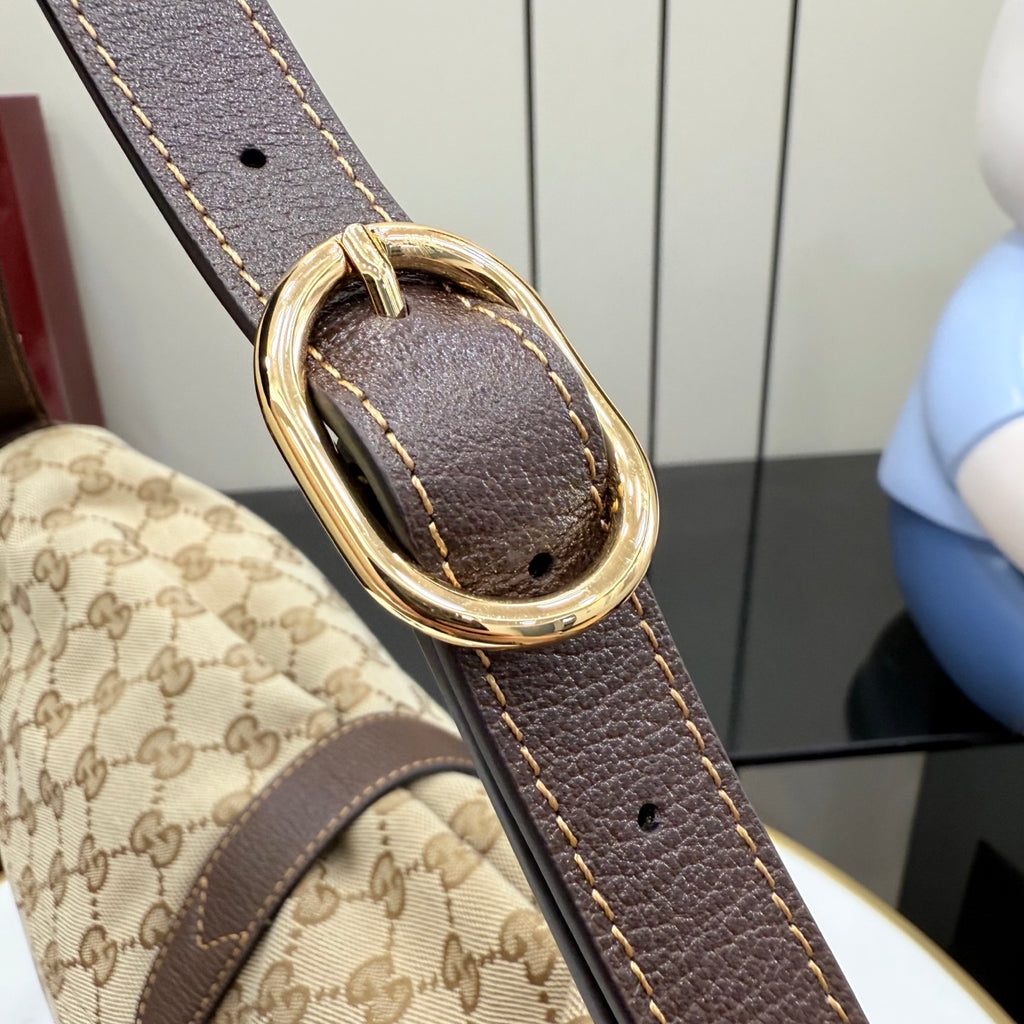 Gucci Jackie 1961 Brown Leather Lock-Detail Lock Bag