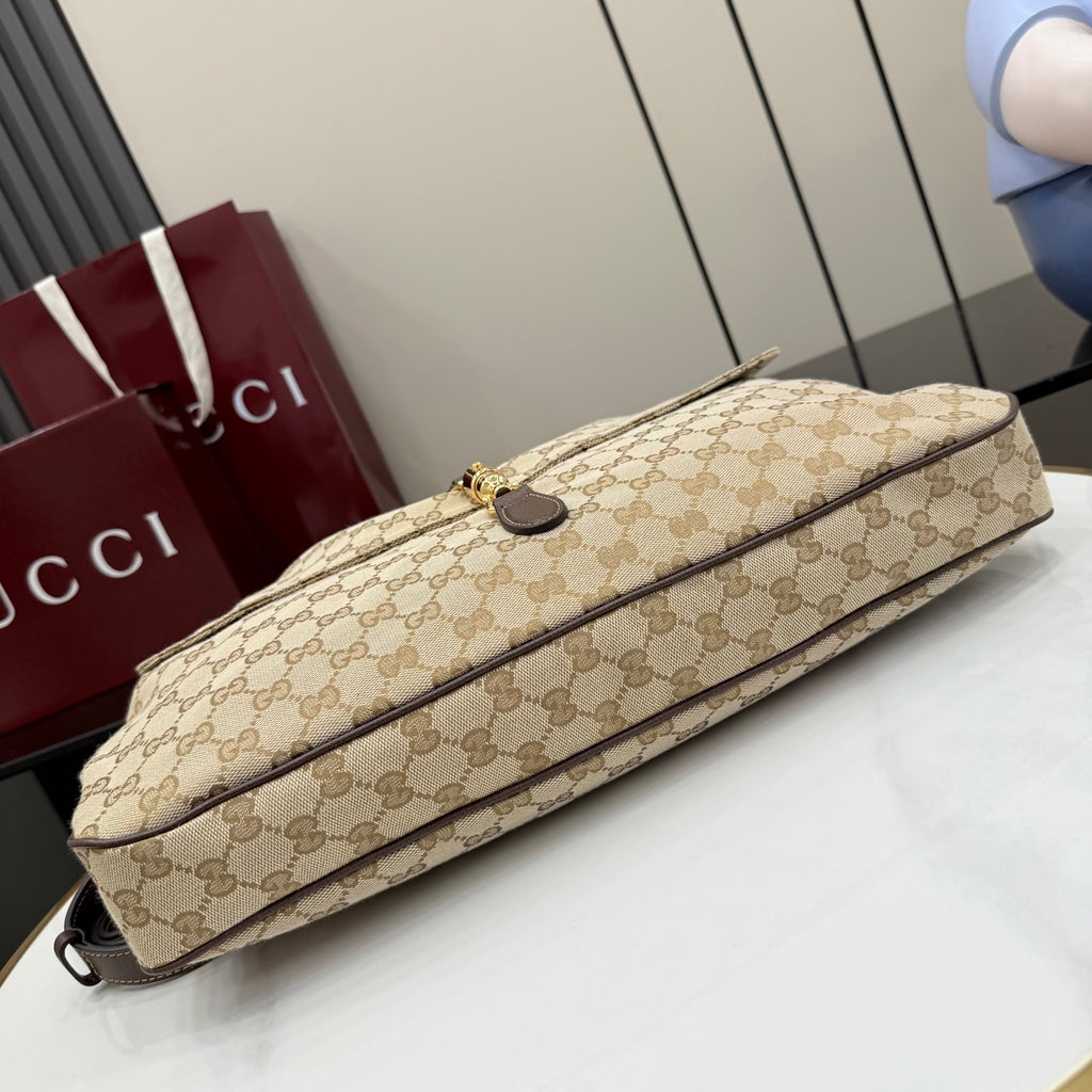 Gucci Jackie 1961 Brown Leather Lock-Detail Lock Bag