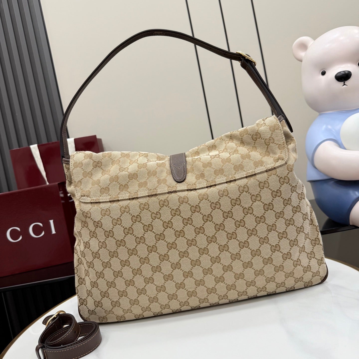 Gucci Jackie 1961 Brown Leather Lock-Detail Lock Bag