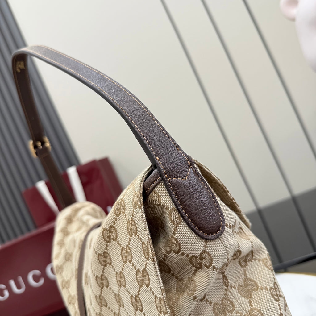 Gucci Jackie 1961 Brown Leather Lock-Detail Lock Bag