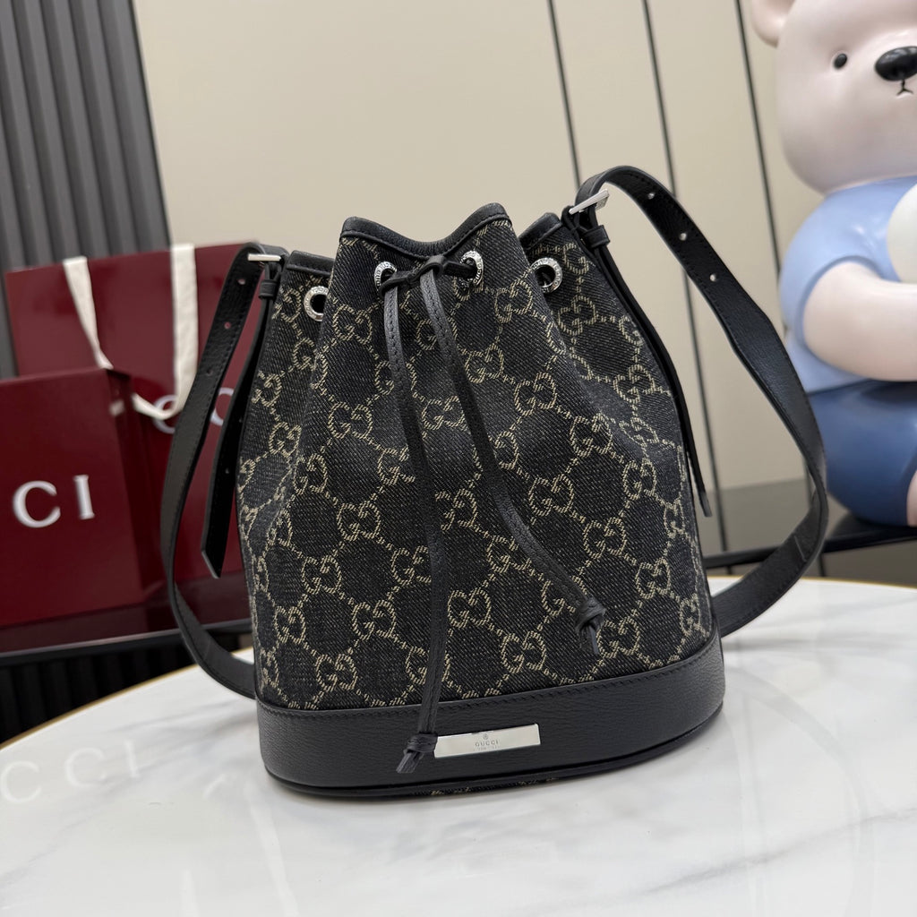 Gucci Black Nylon Drawstring Bag